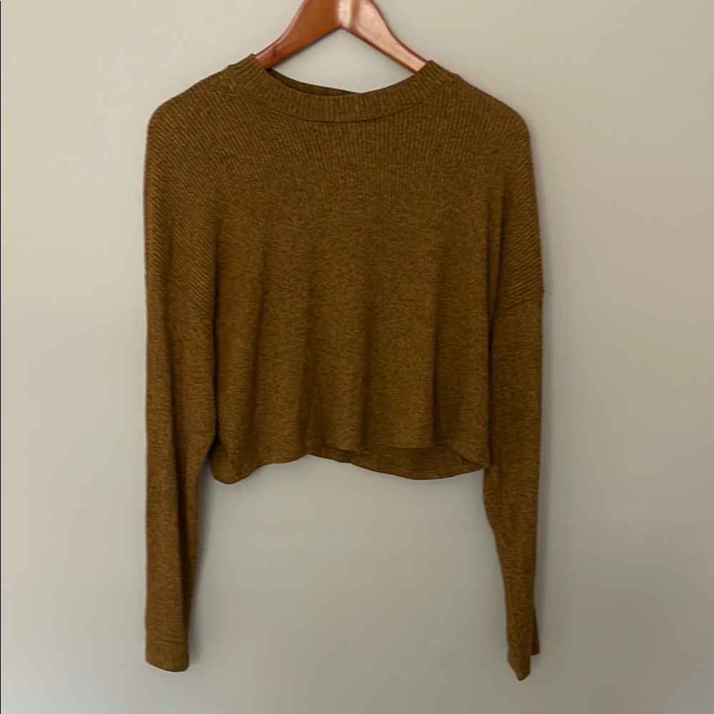 XL Women's Brown Textured Crop Top